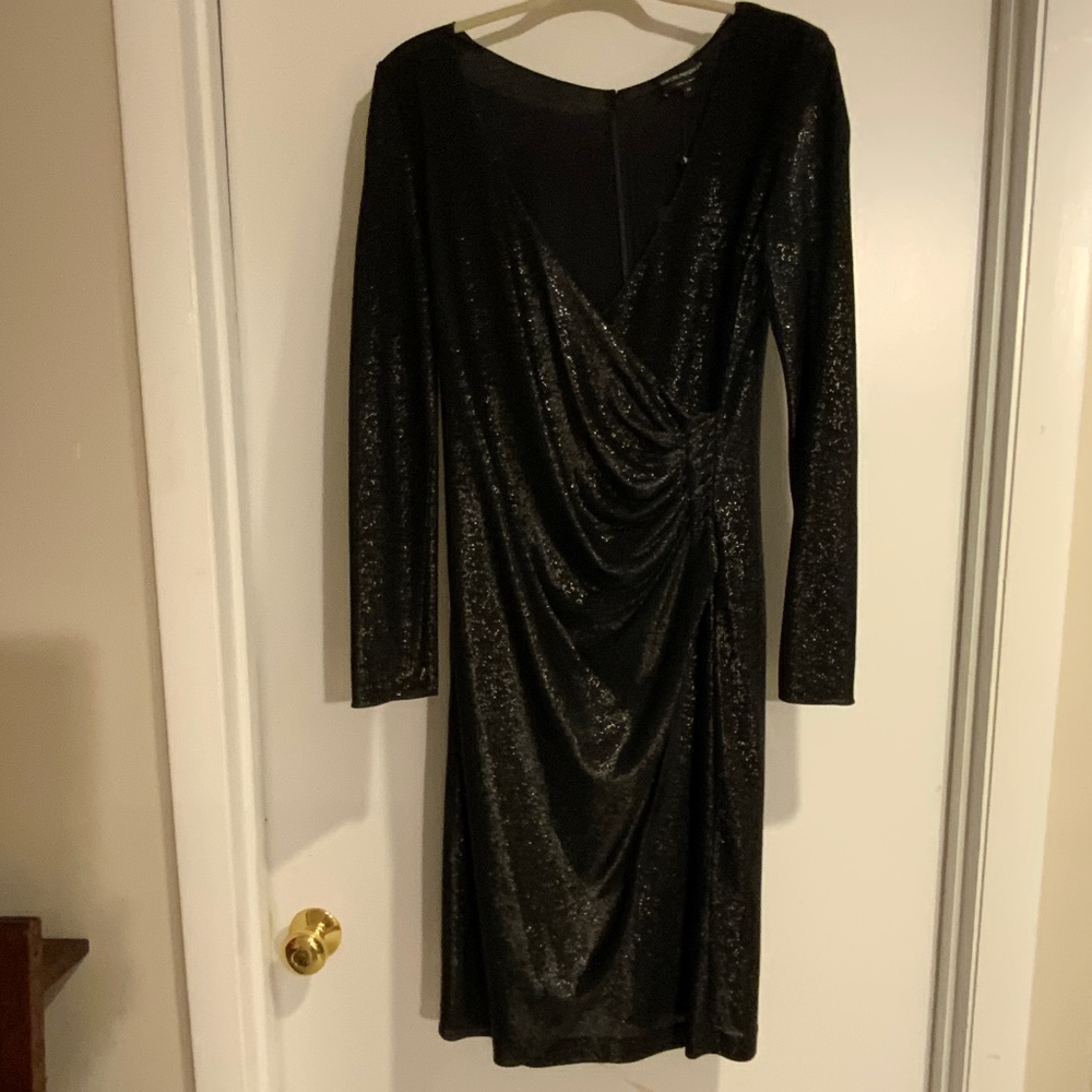 Emporio Armani Black Sparkle Faux Wrap Dress